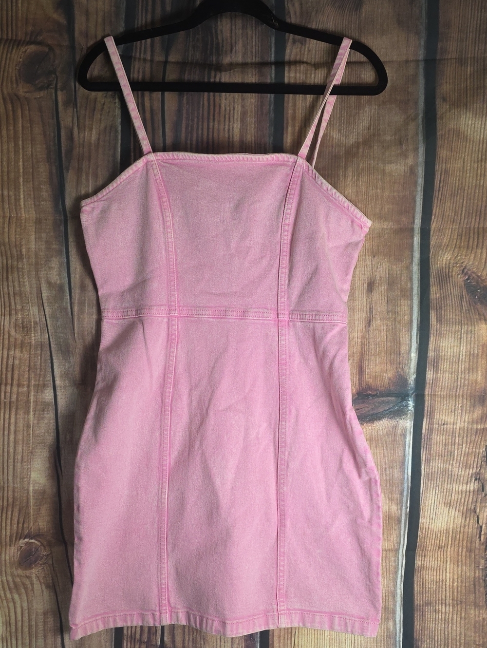 H&M Pink Jean Spaghetti-Strap Mini Dress